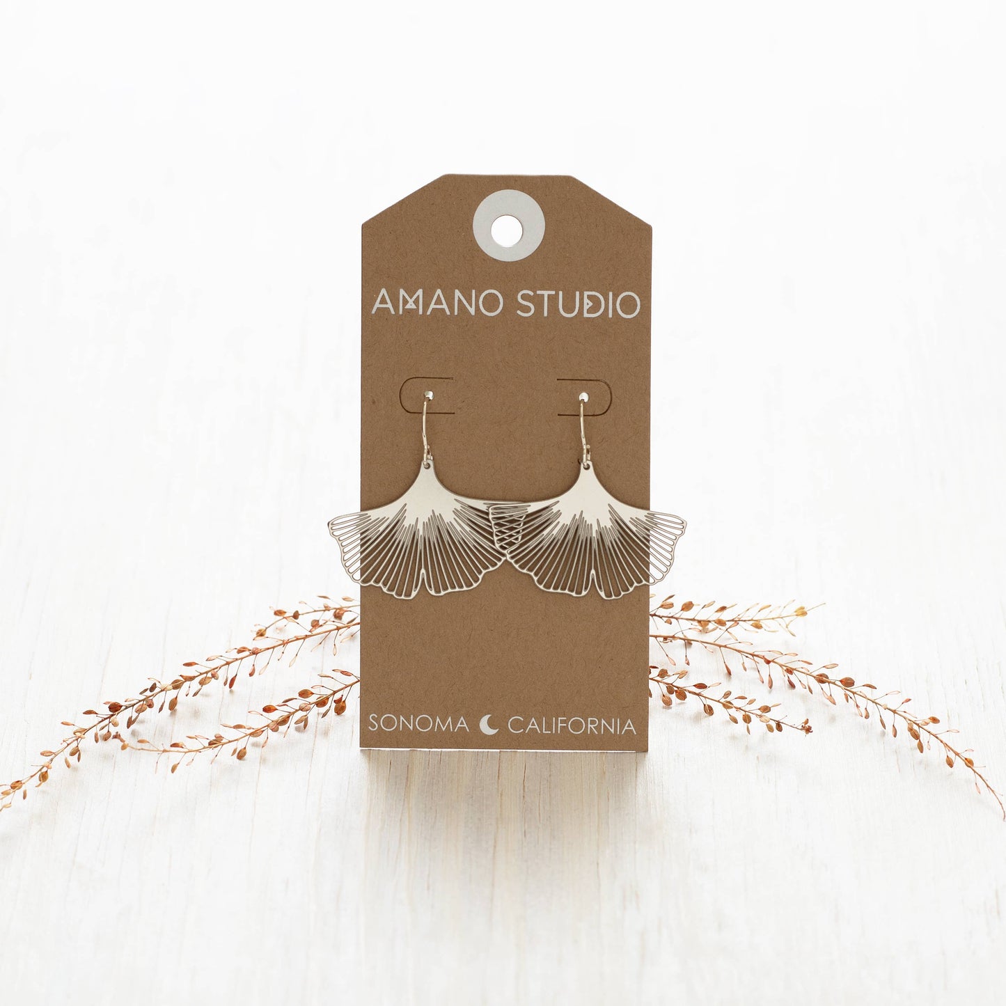 Amano Studio - Ginkgo Leaf Earrings - Silver