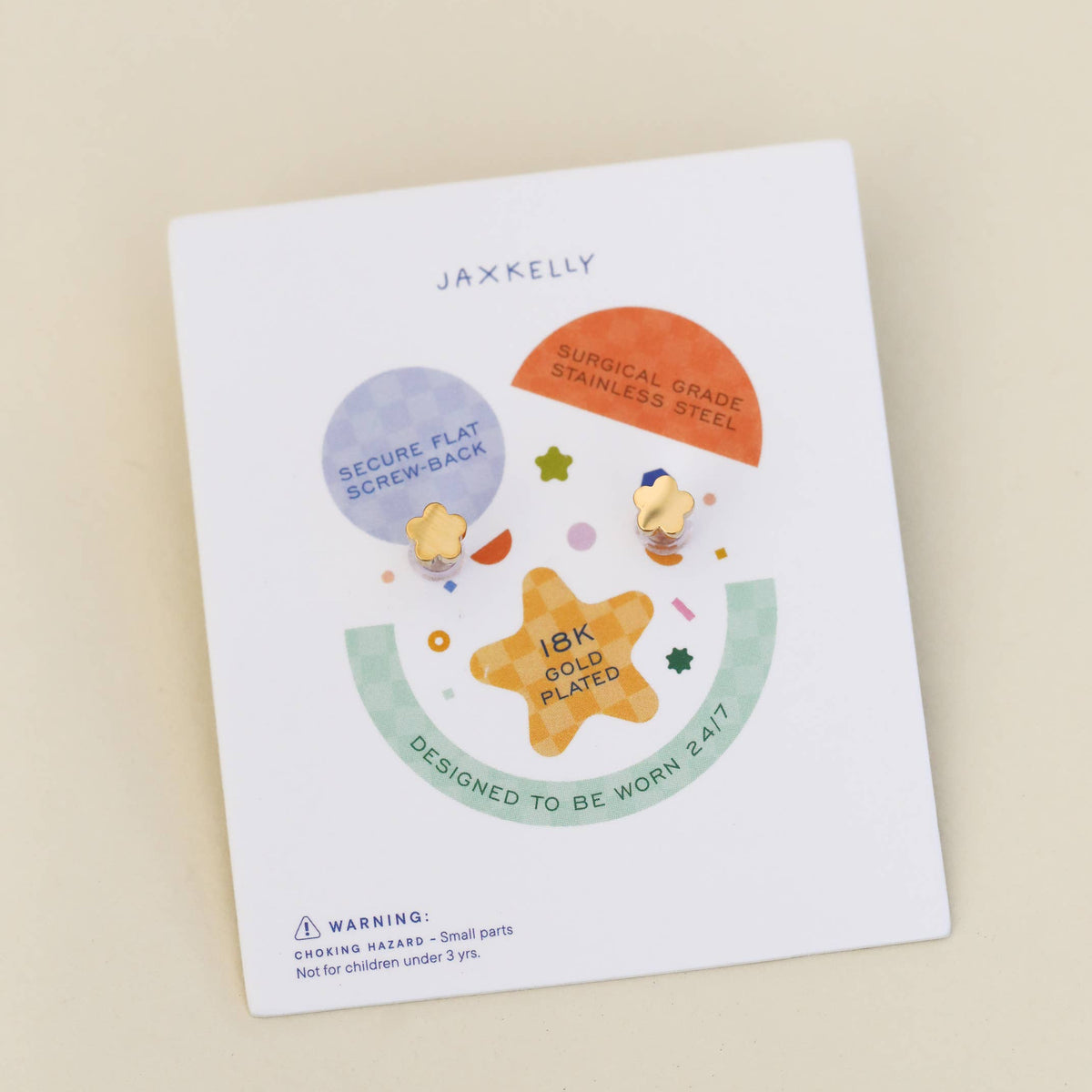Heart Enamel Flat Back Kids Earrings - JaxKelly