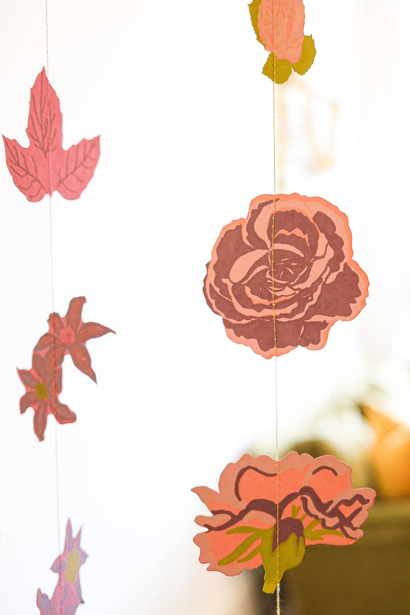 Rose Vertical Wall Hanging - Screen Printed by Hand