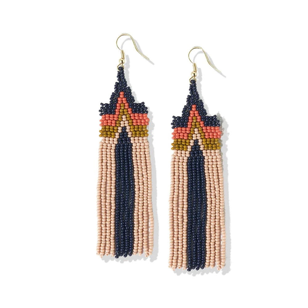 INK+ALLOY© - Danielle Peak Beaded Earrings Navy