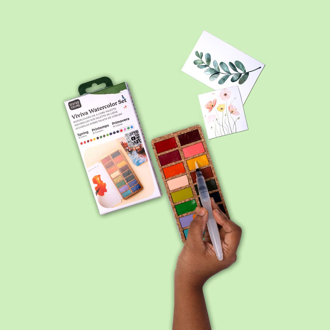 Spring Pans Set - 16 Watercolors | Ecofriendly | Handcrafted