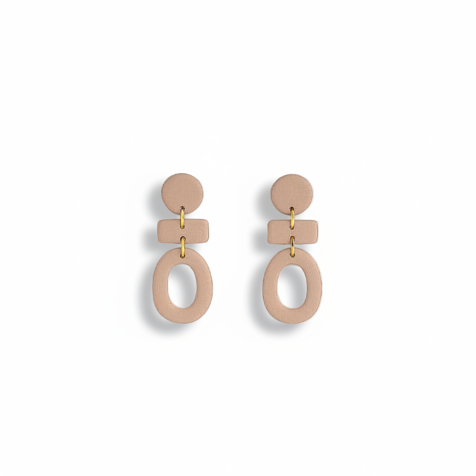 Organic Three Tier Clay Earring - Almond Rose - JaxKelly