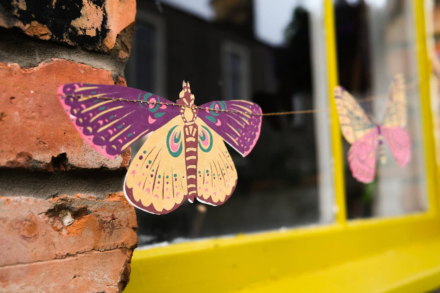 Colourful Butterflies Sewn Garland - Screen Printed by Hand