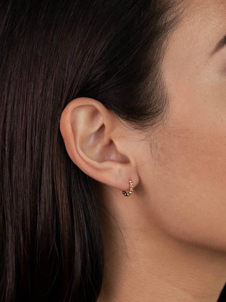 Tiny Ball Hoop Gold Earrings - JaxKelly