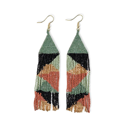 Brittany Mixed Triangles Beaded Fringe Earrings