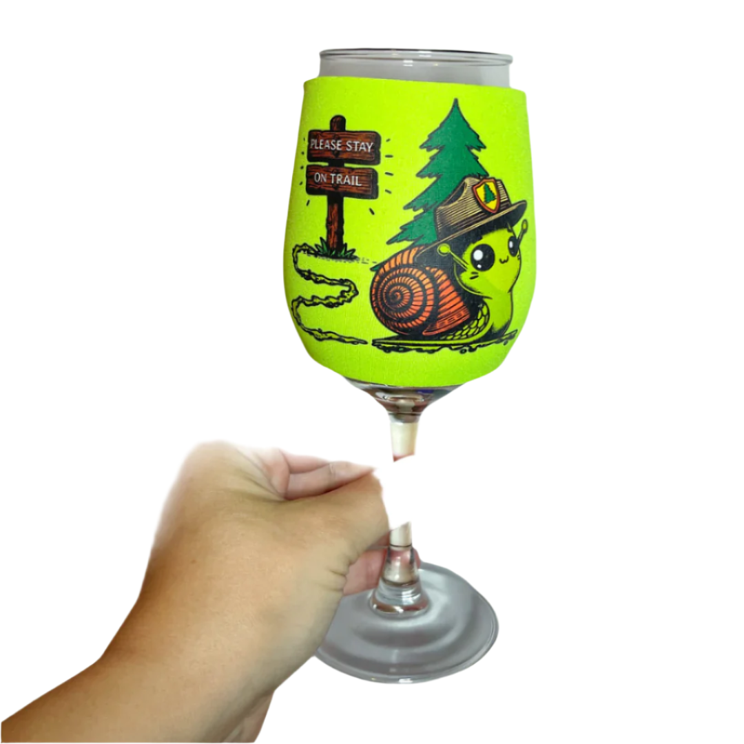 Snail Trail - Bright Green - Wine Glass Sleeve