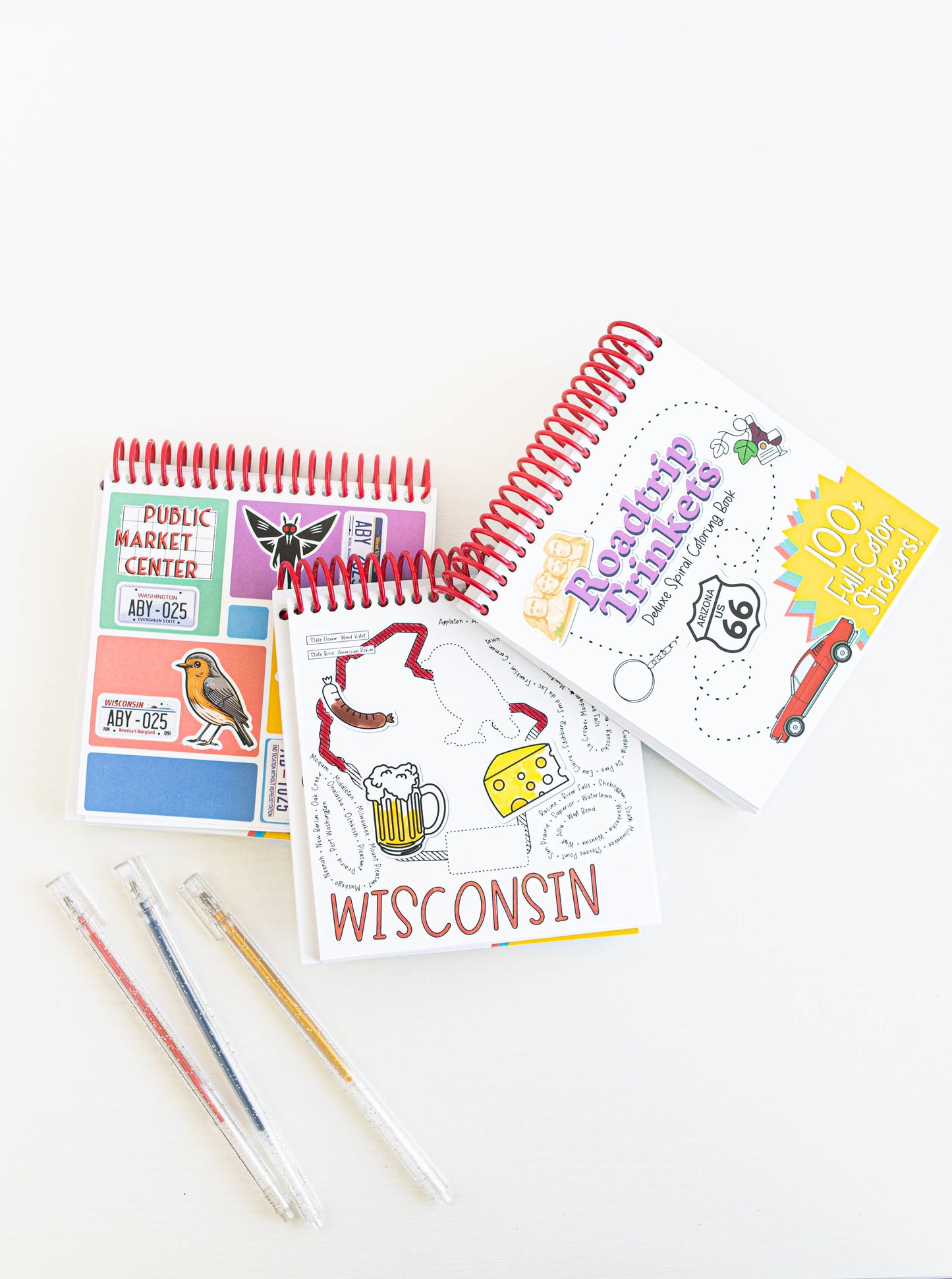 Roadtrip Trinkets Deluxe Spiral Coloring Book with Stickers