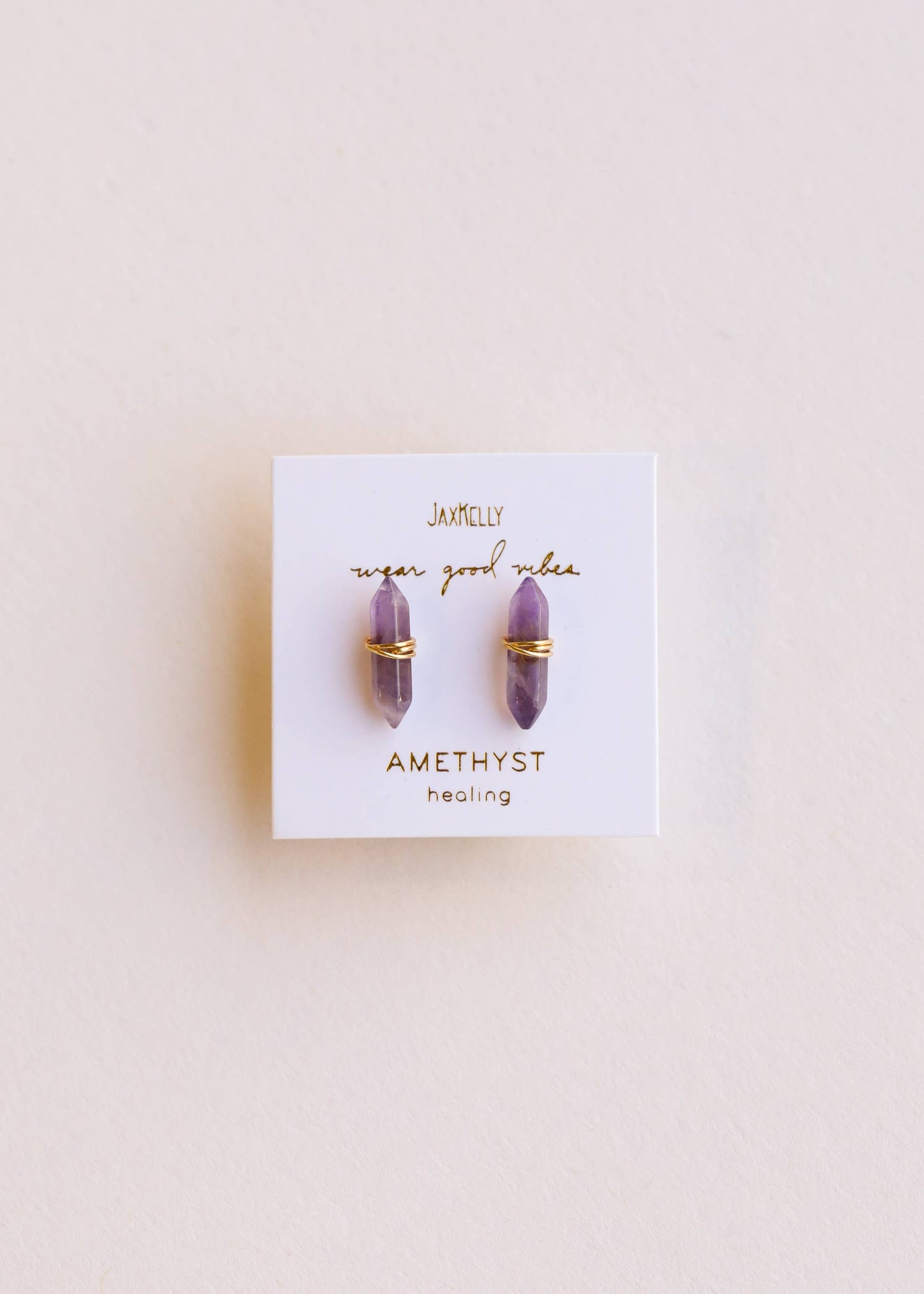 Mineral Point - Amethyst - Gold Wire Wrapped Earrings