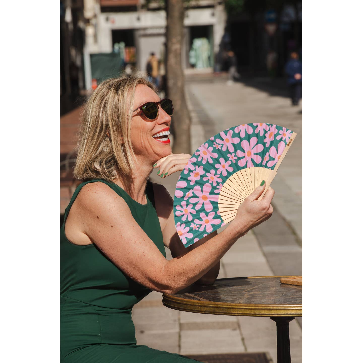Pink & Green Floral Hand Fan