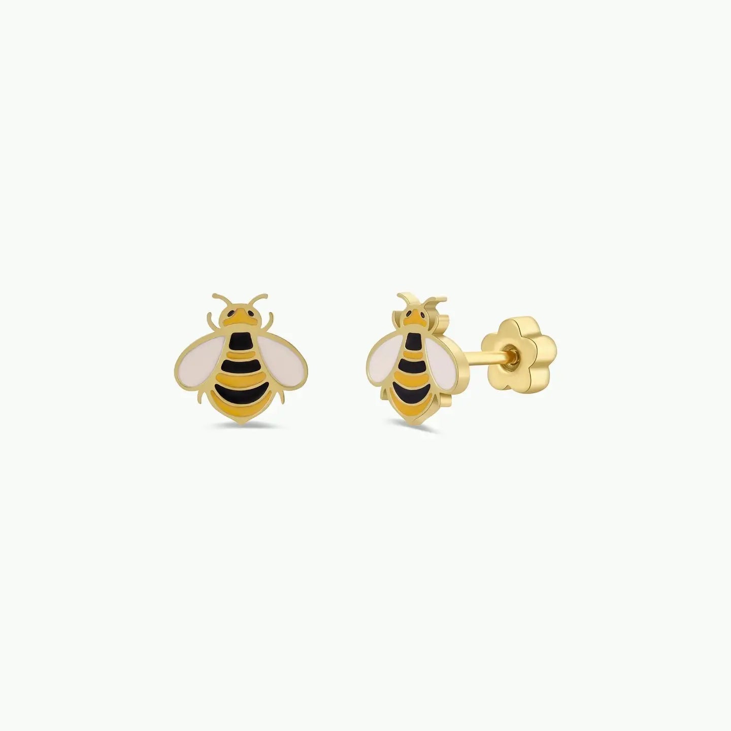Bumble Bee Enamel Flat Back Kids Earrings