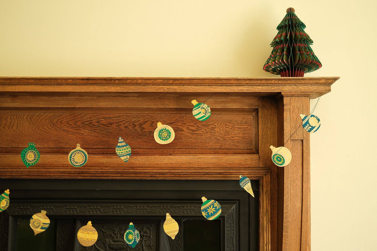 Christmas Ornaments Sewn Garland - Screen Printed by Hand
