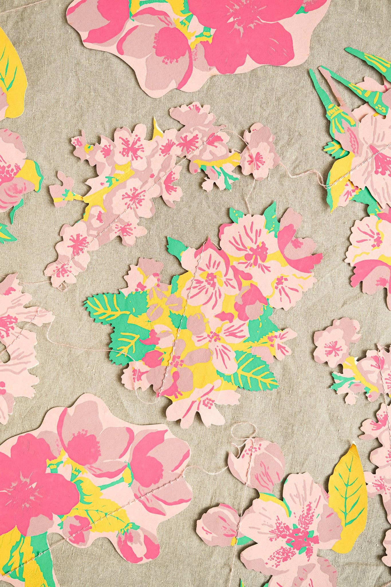 Blossom Sewn Garland - Screen Printed by Hand