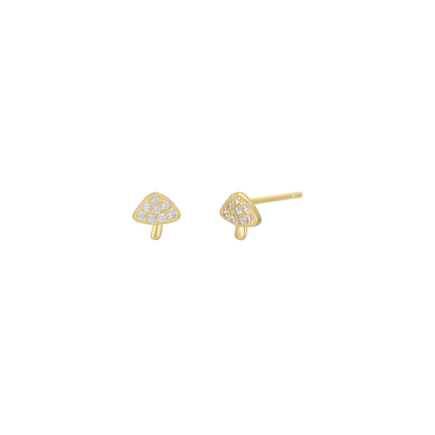Mushroom Pave Stud - Gold Earrings