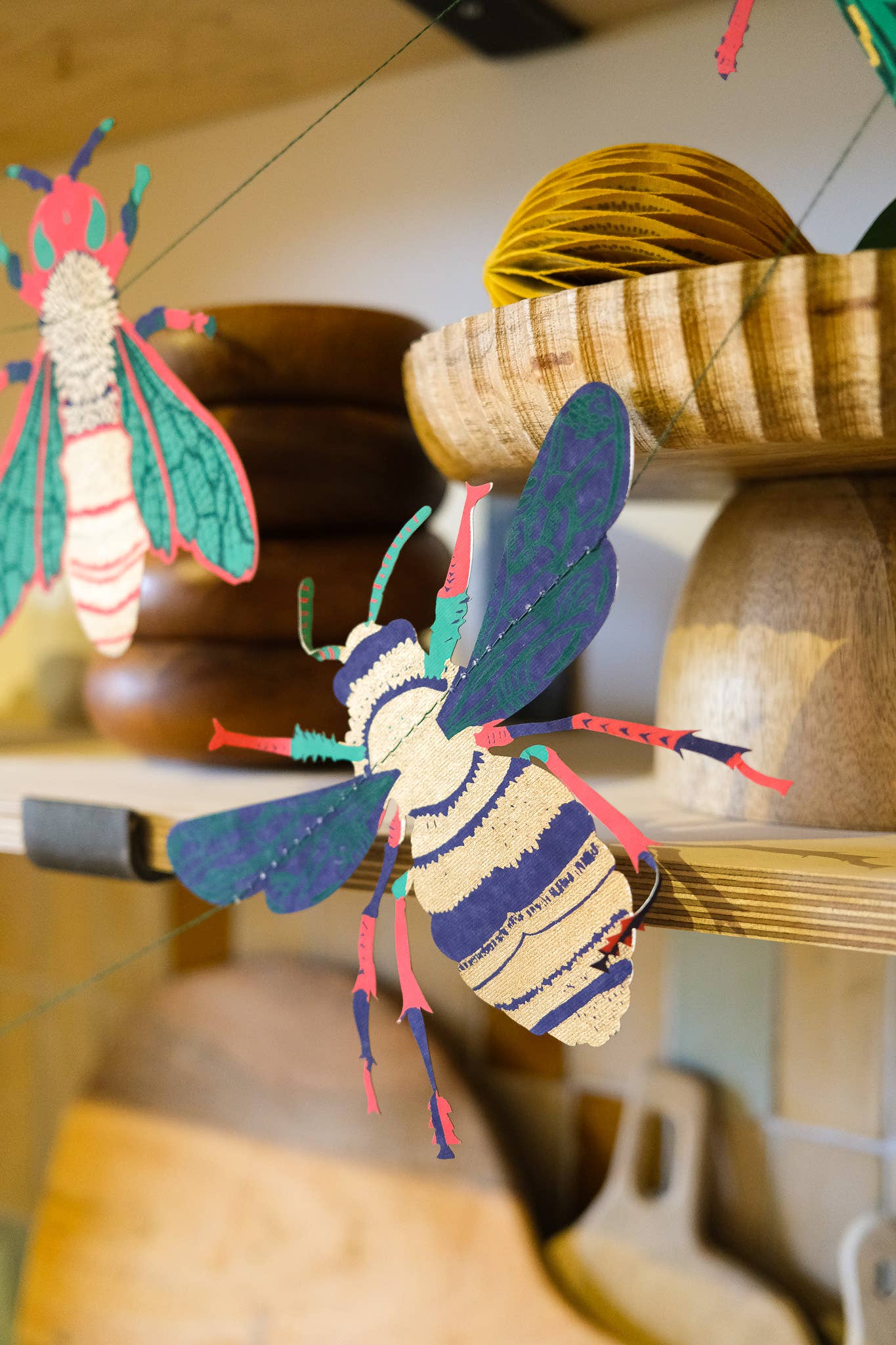 Insects Sewn Garland - Screen Printed by Hand