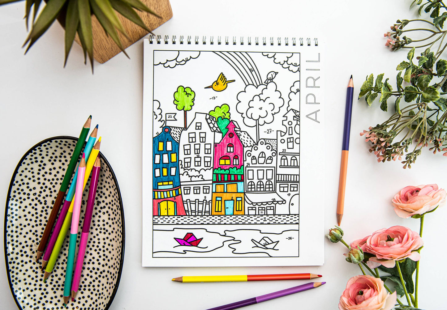 12 Month Color By Day Evergreen Calendar 2025 Coloring Book
