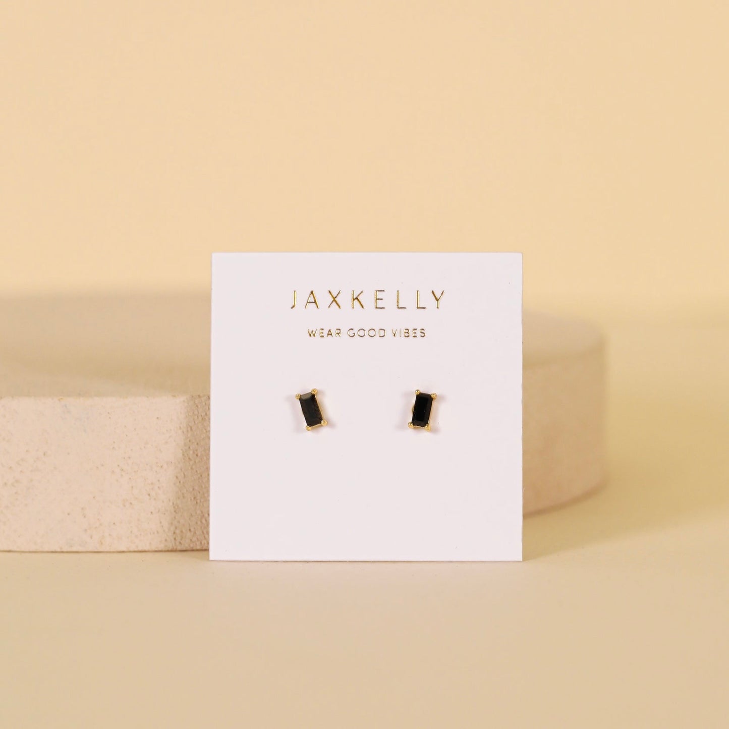 Baguette Earrings - Black - JaxKelly
