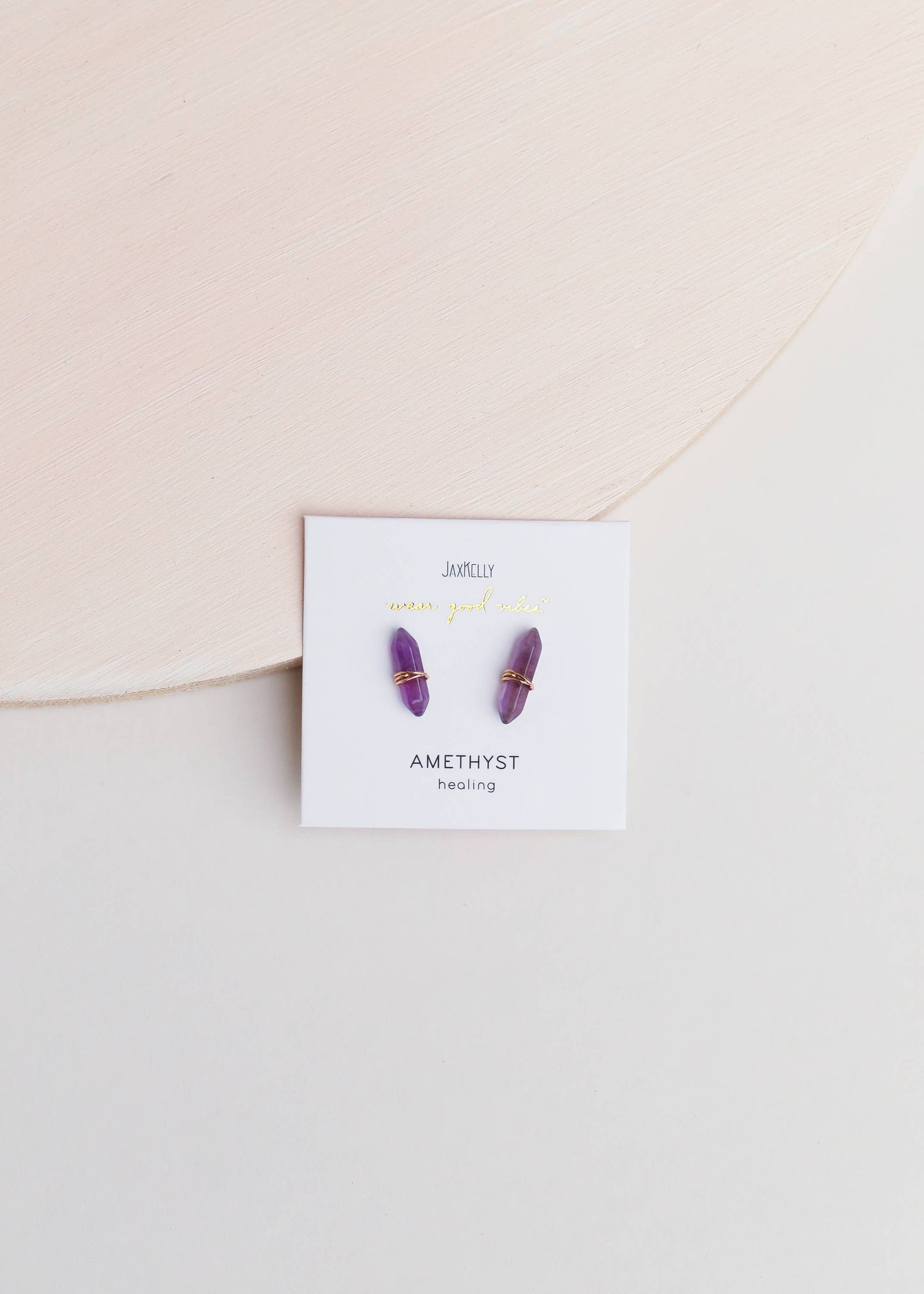Mineral Point - Amethyst - Gold Wire Wrapped Earrings