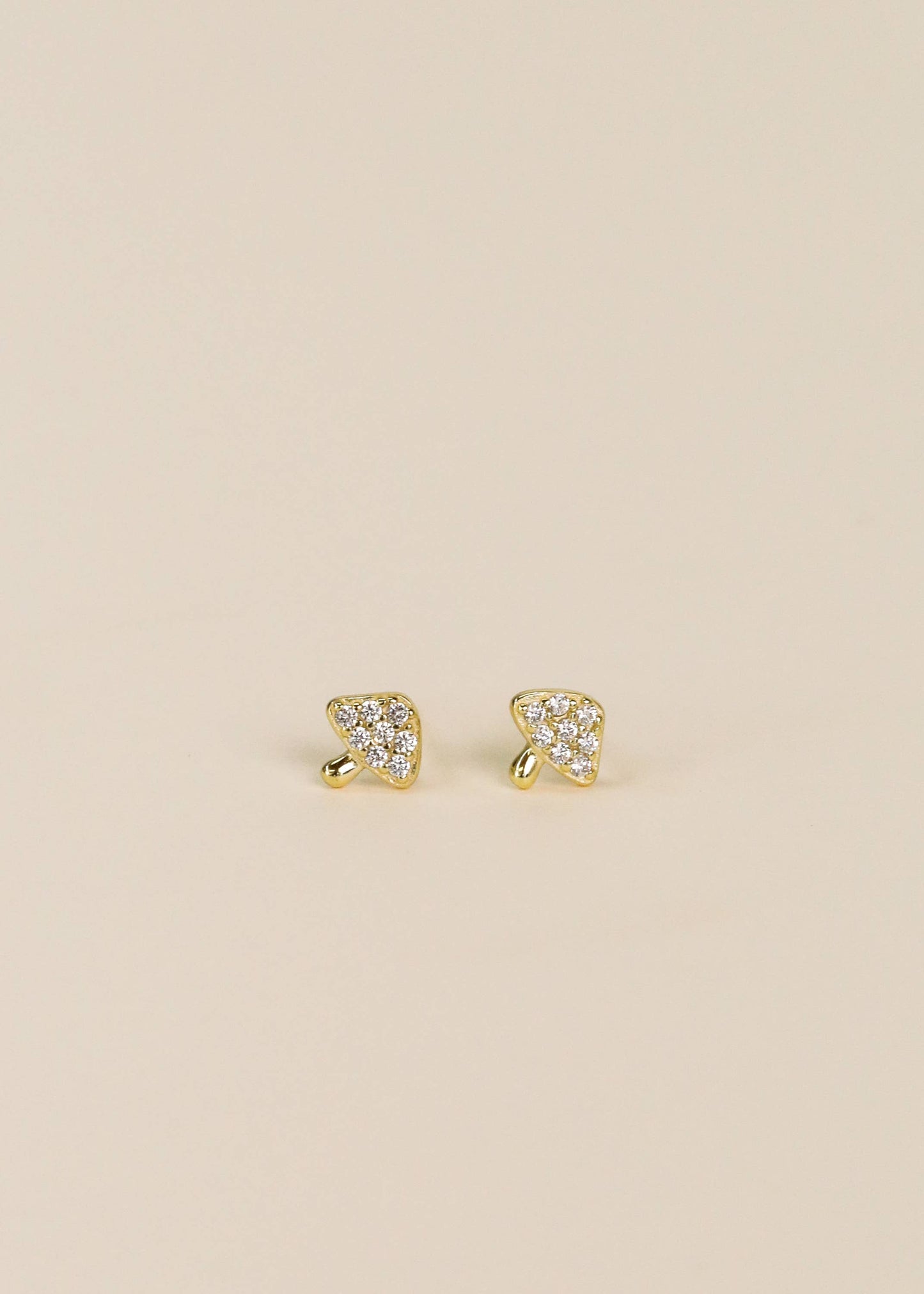 Mushroom Pave Stud - Gold Earrings
