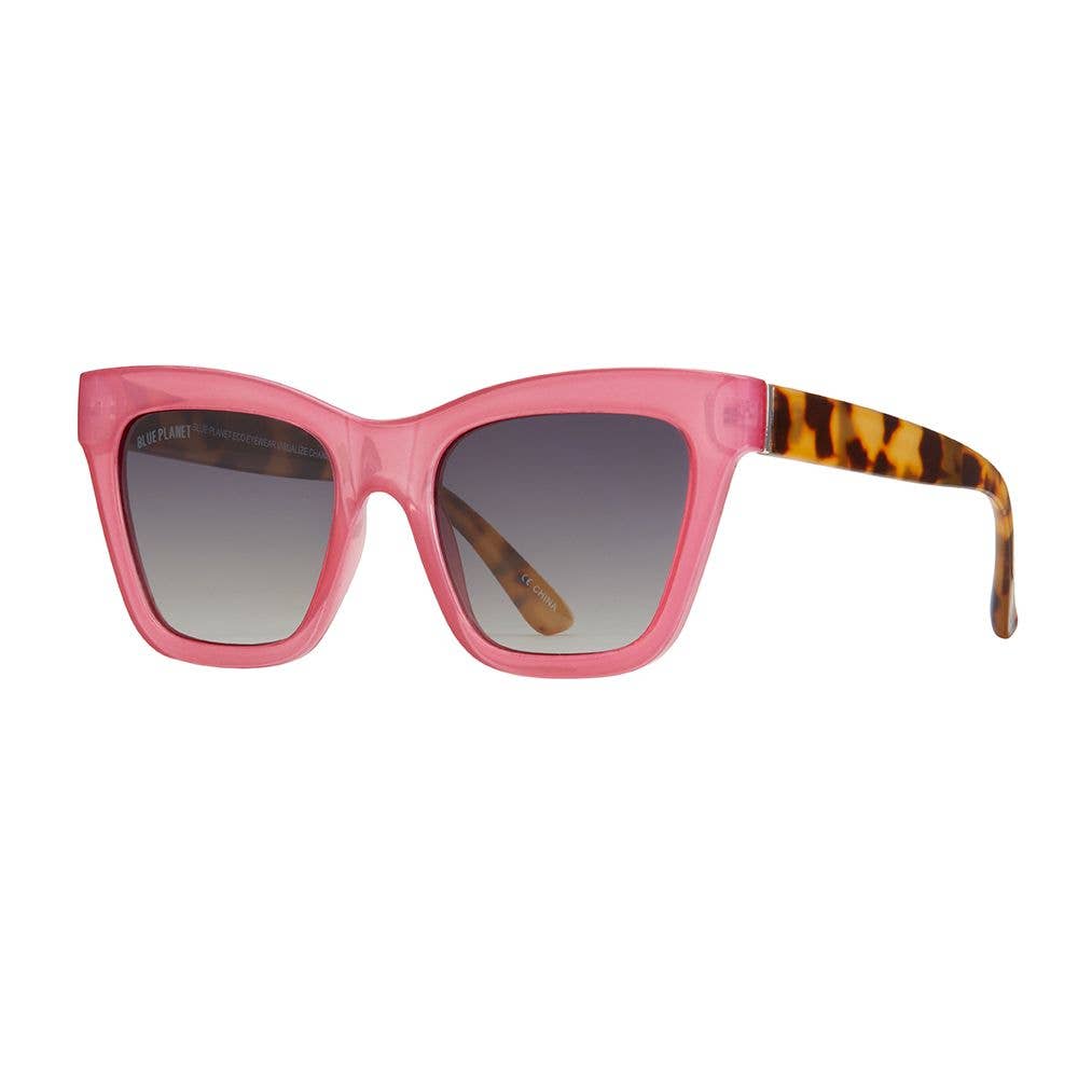 Mari - Pink Blue/Honey Tort / Gradient Grey Polarized Lens - Blue Planet Eco-Eyewear
