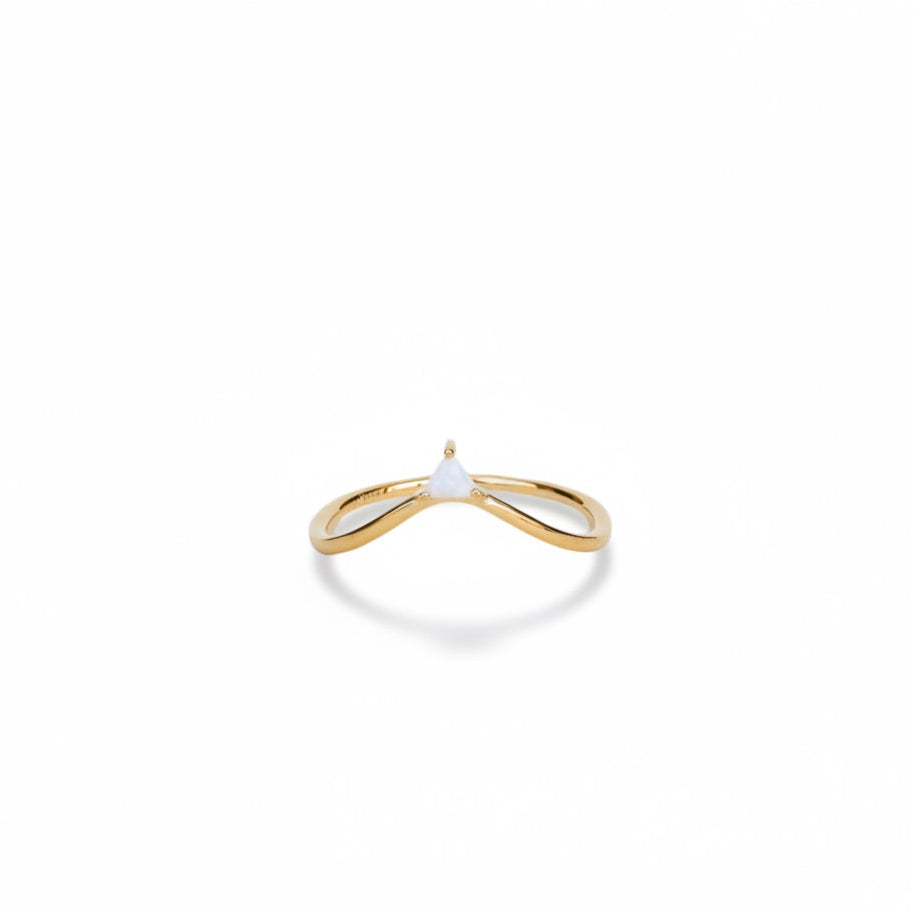 Arched Triangle Ring - White Opal - JaxKelly