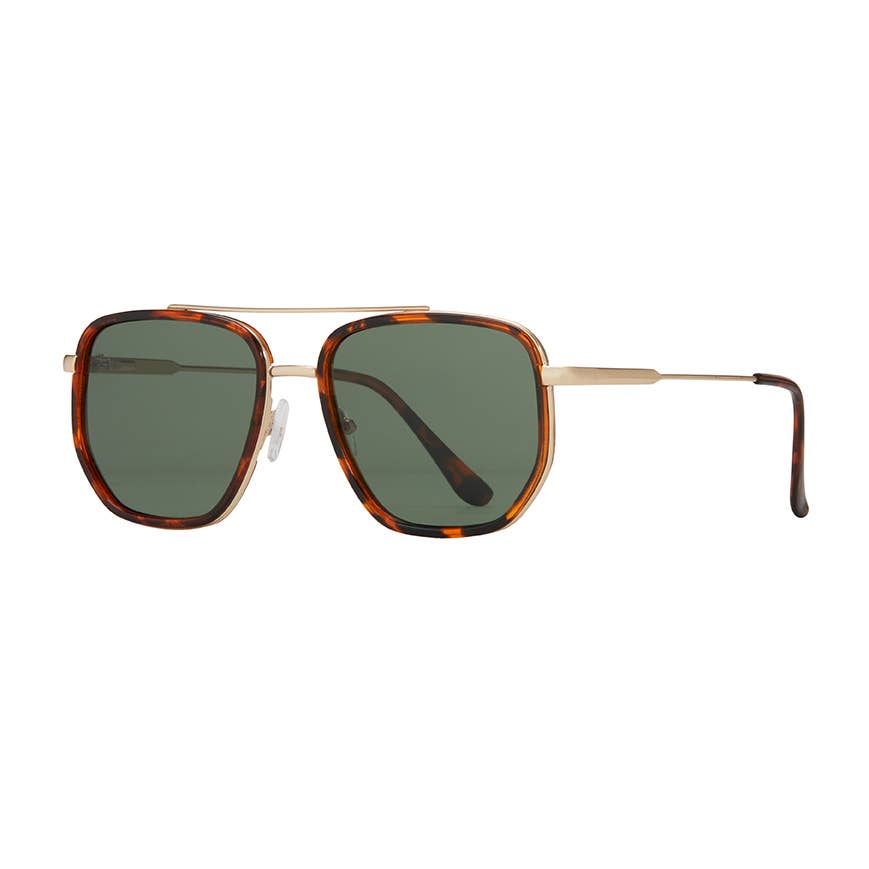 Flynn - Walnut Tortoise / Matte Gold / Grey-Green - Blue Planet Eco-Eyewear
