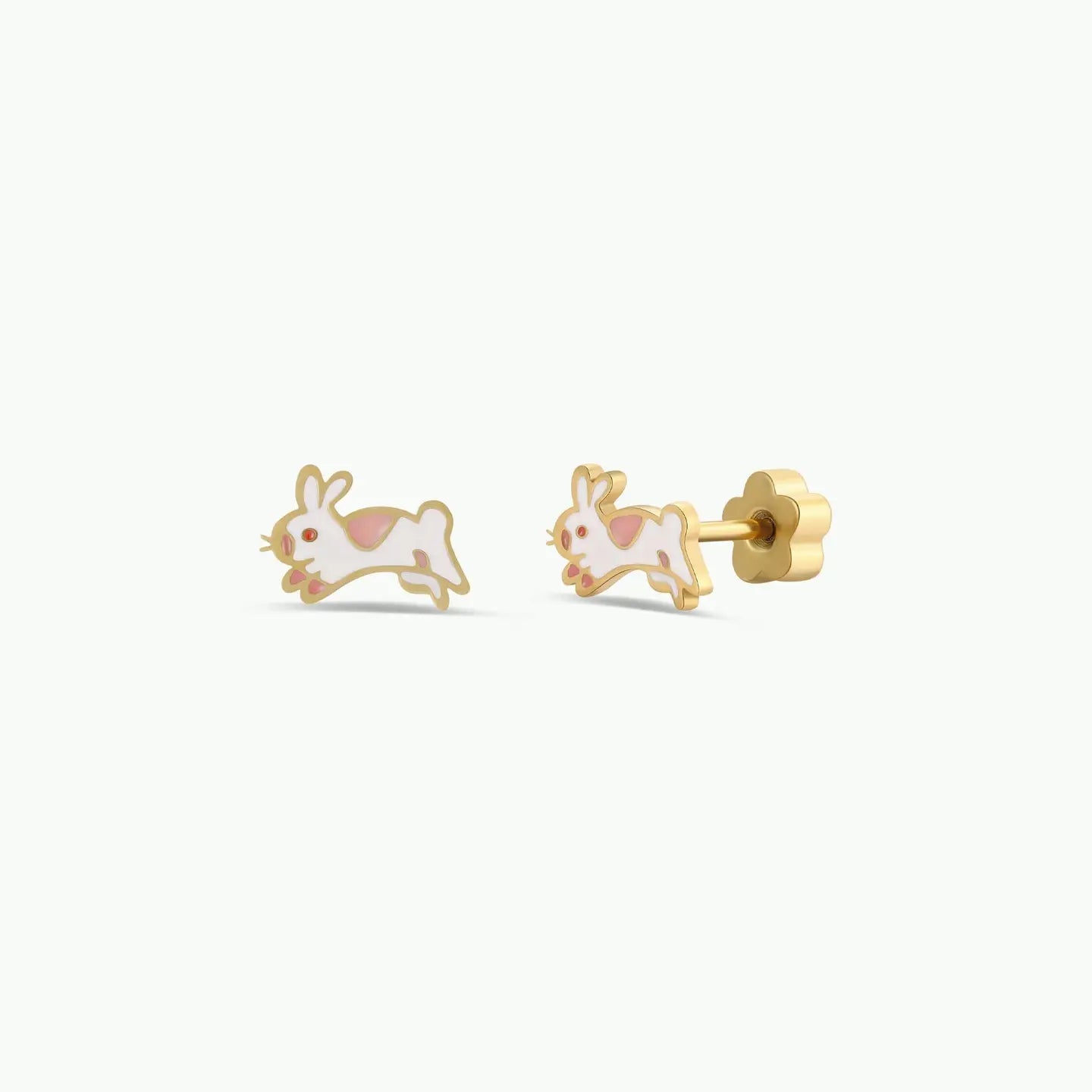 Bunny Enamel Flat Back Kids Earrings