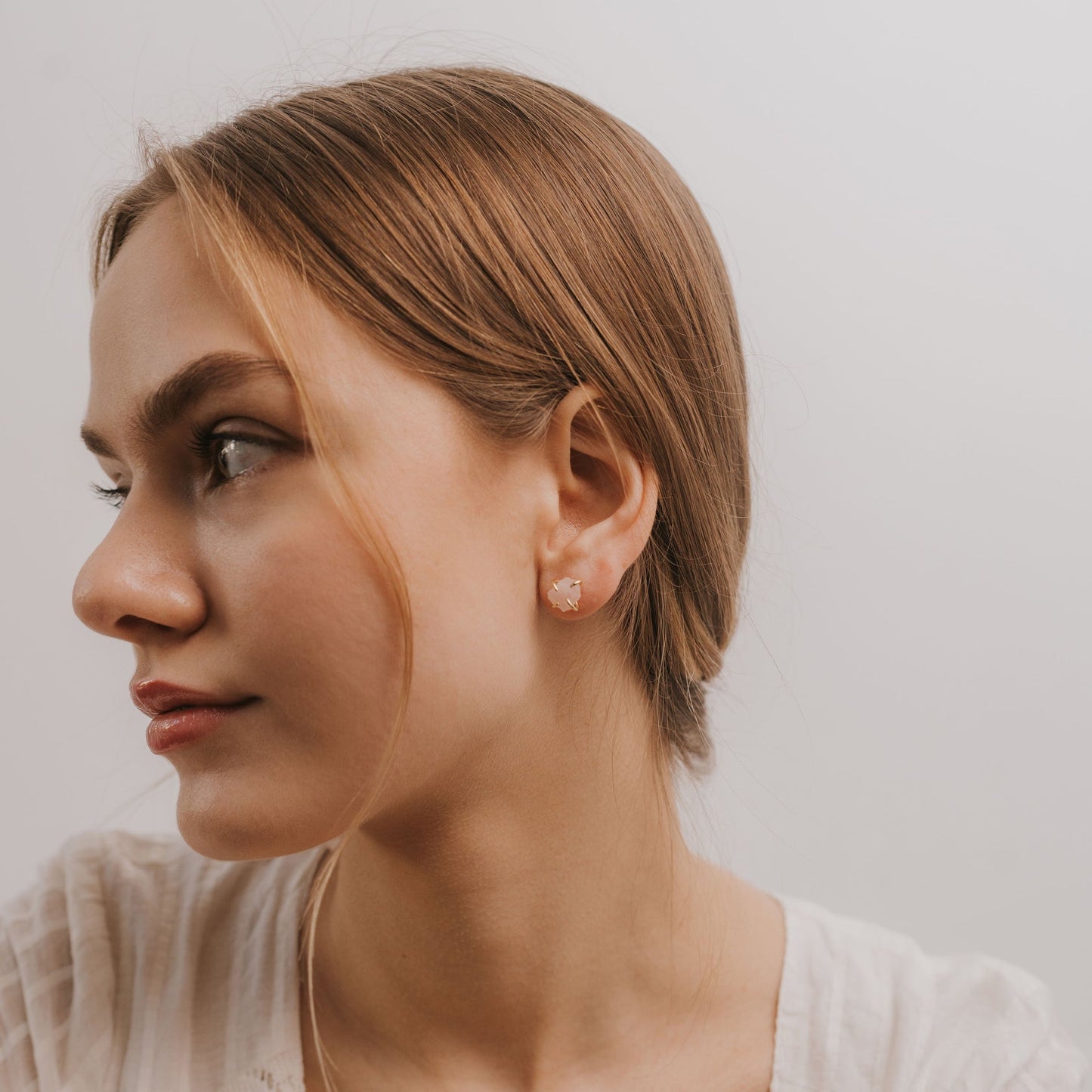 Gemstone Prong Earrings - Rose Quartz - JaxKelly