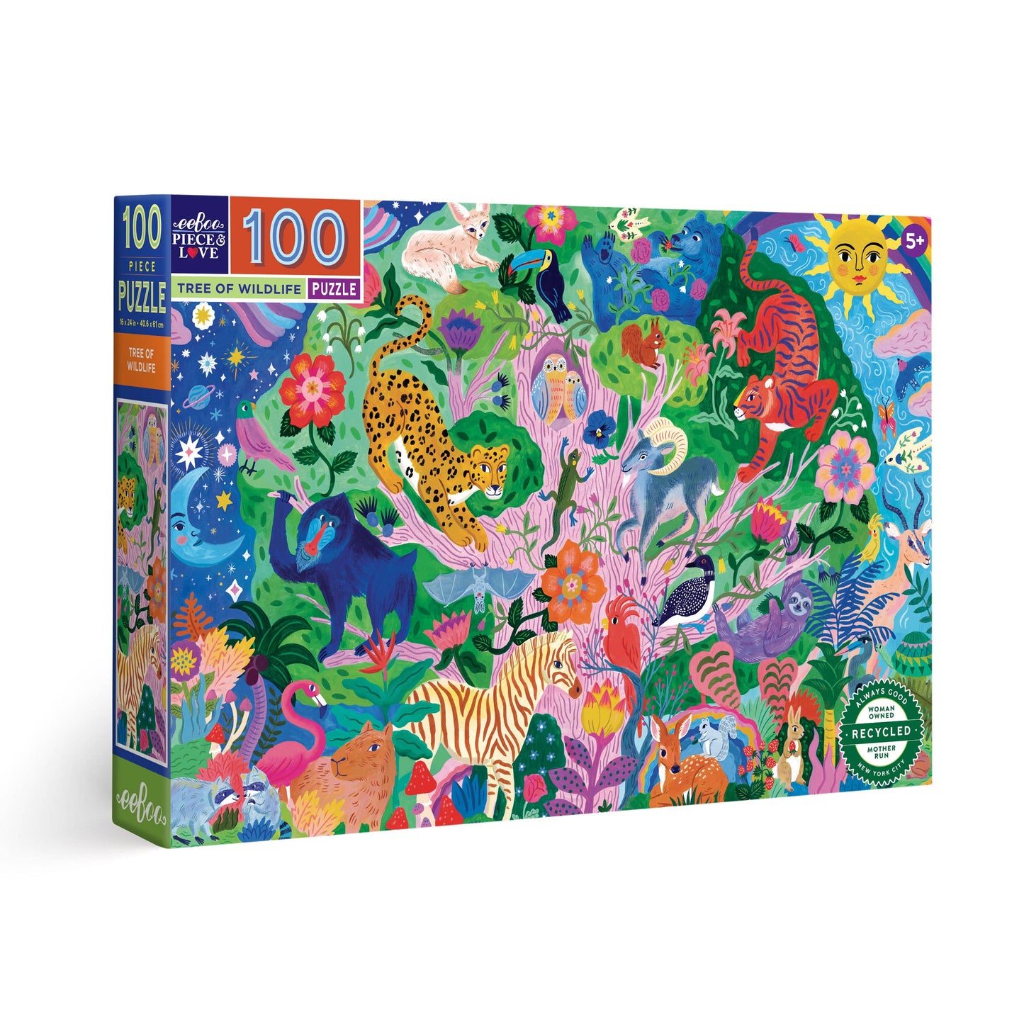 Tree of Wildlife 100 Piece Rectangle Puzzle - eeBoo