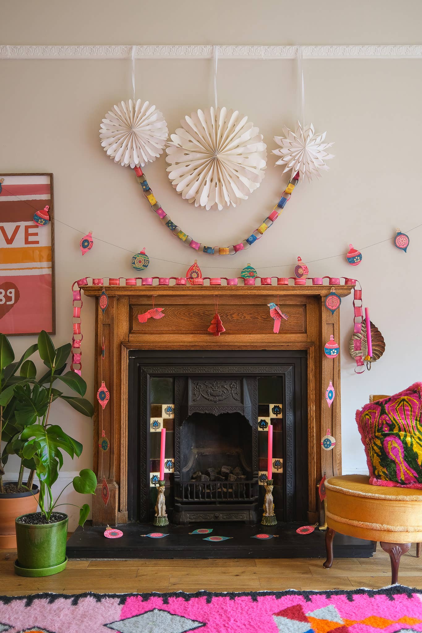 Baubles Sewn Garland - Screen Printed by Hand