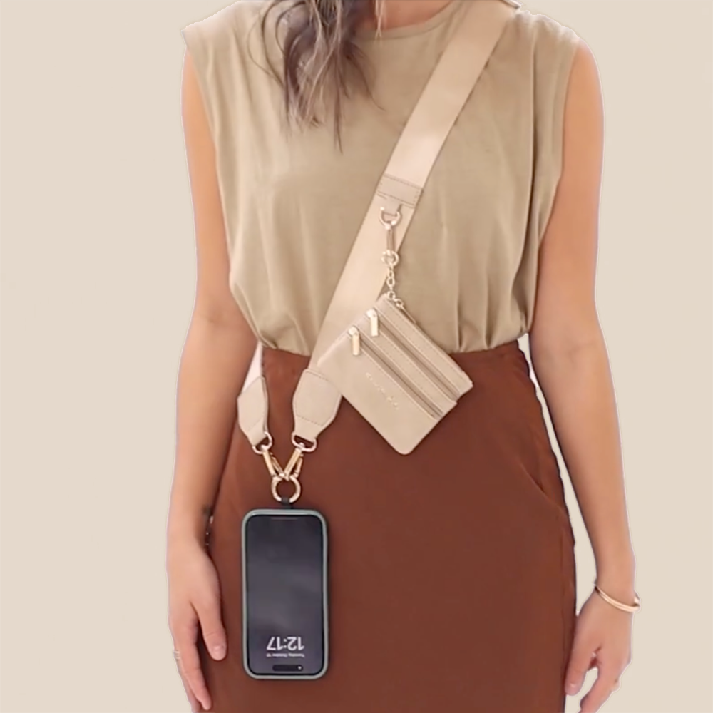 Clip & Go 3 in 1 Crossbody Phone Carrier Taupe