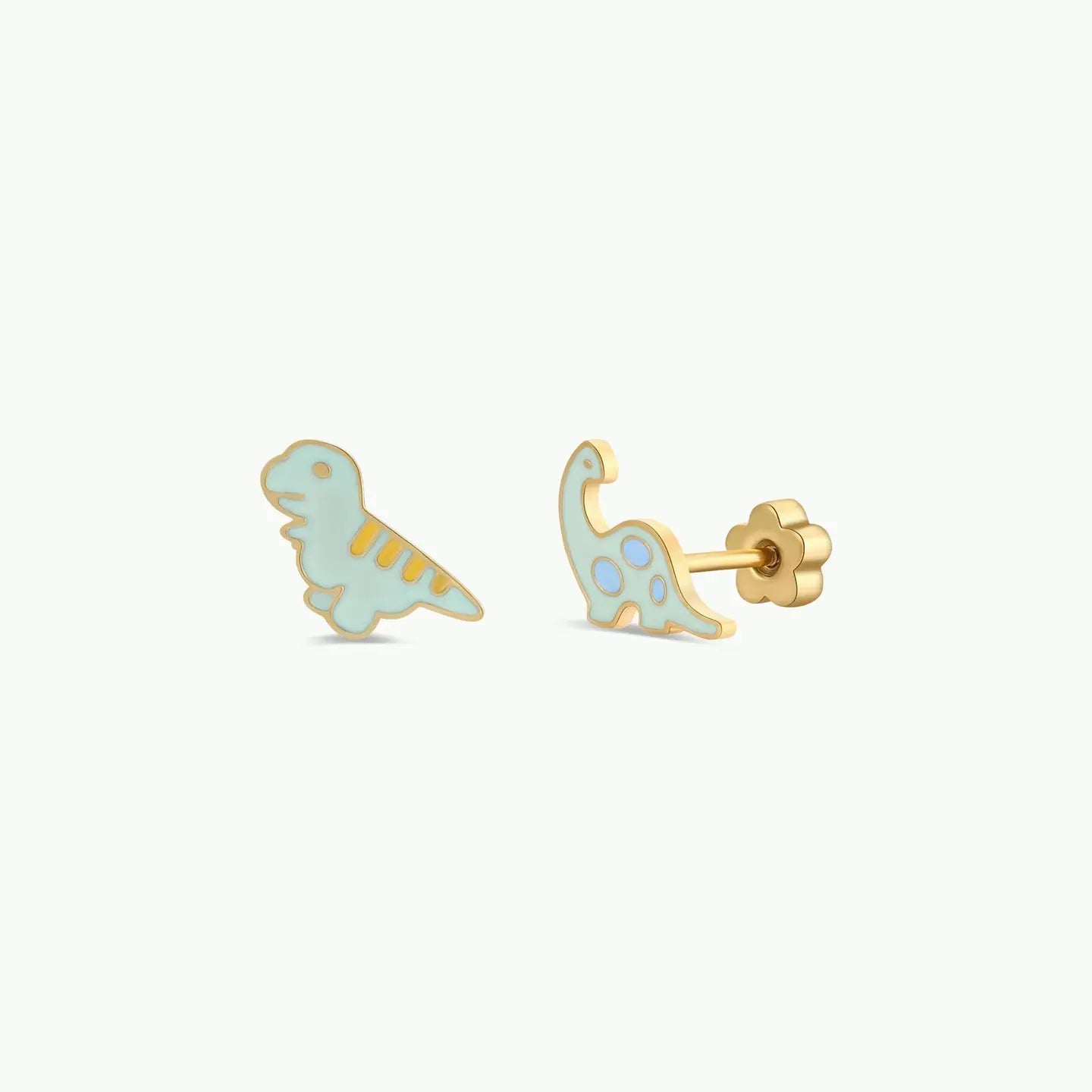 JaxKelly - Enamel Flat Back Kids Earrings - Dinosaur