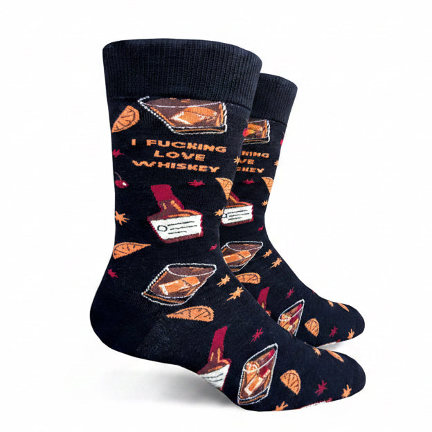 I Fucking Love Whiskey Mens Crew Socks