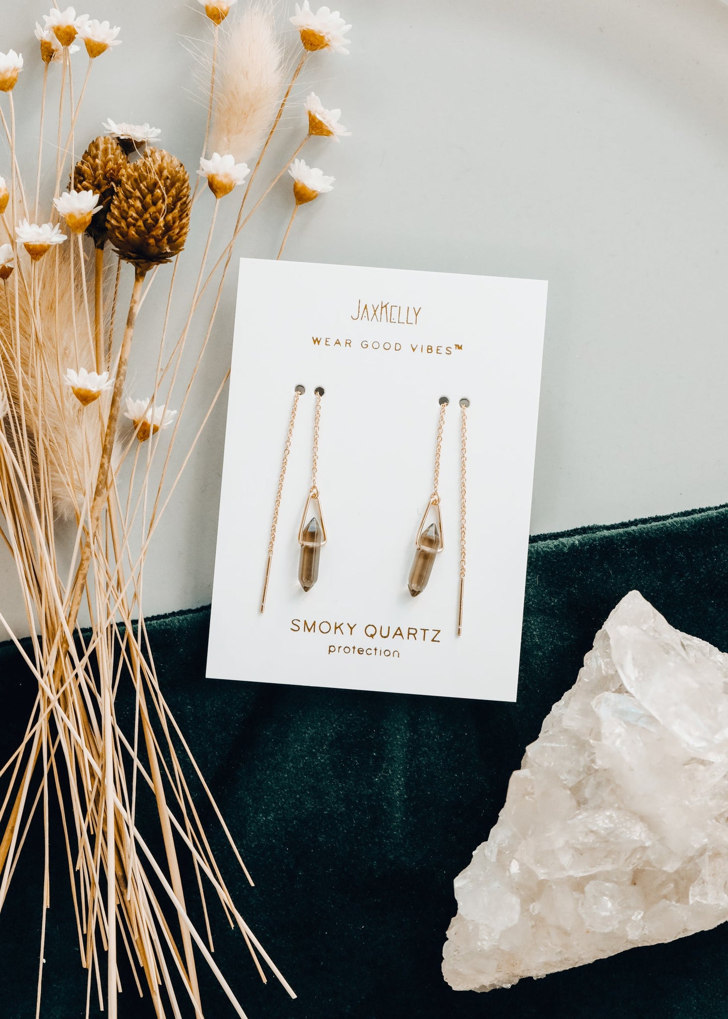 Threader Earrings - Smoky Quartz - JaxKelly