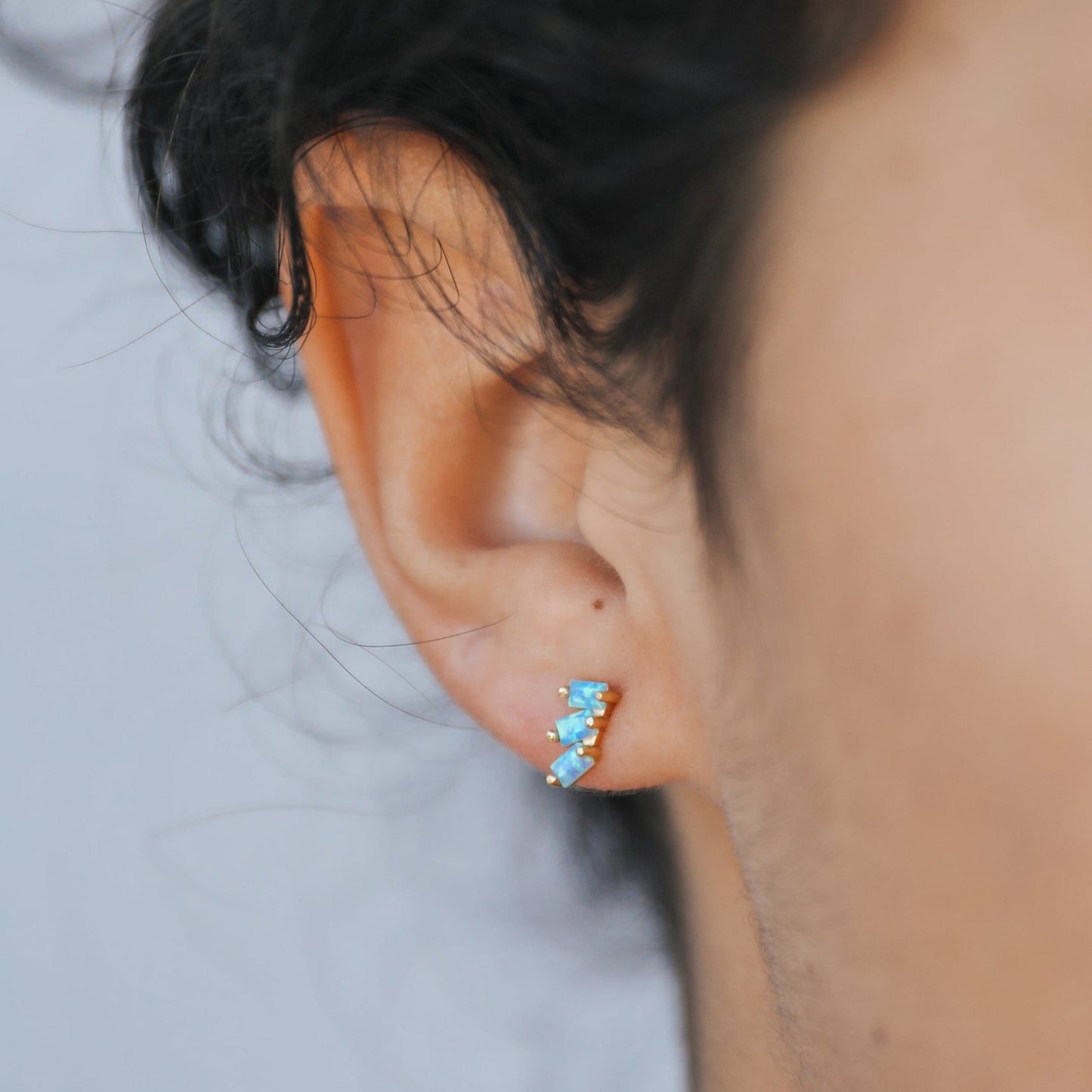 Offset Trio Earrings - Fire Opal - JaxKelly