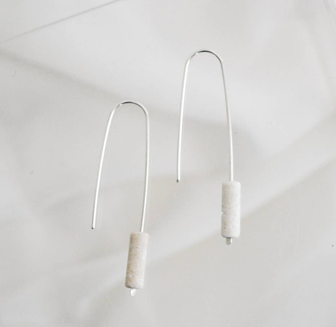 Riverstone Bead Threader Earrings - Handmade in Colorado