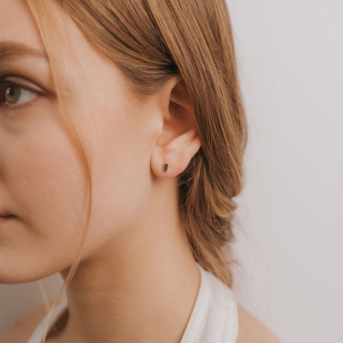 Baguette Earrings - Emerald - JaxKelly