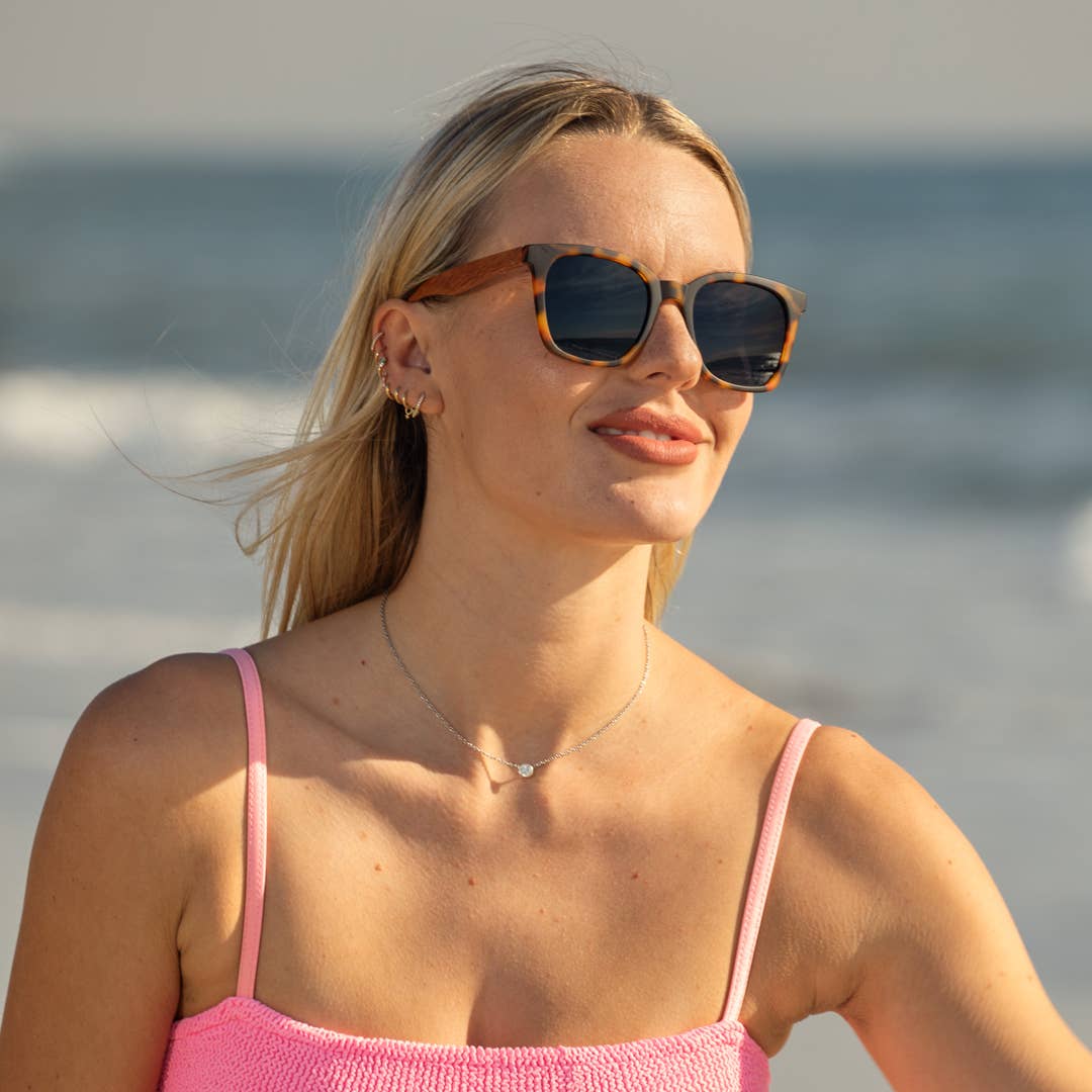 Alaina - Matte Ambe Tortoise / Walnut Wood / Grey - Blue Planet Eco-Eyewear