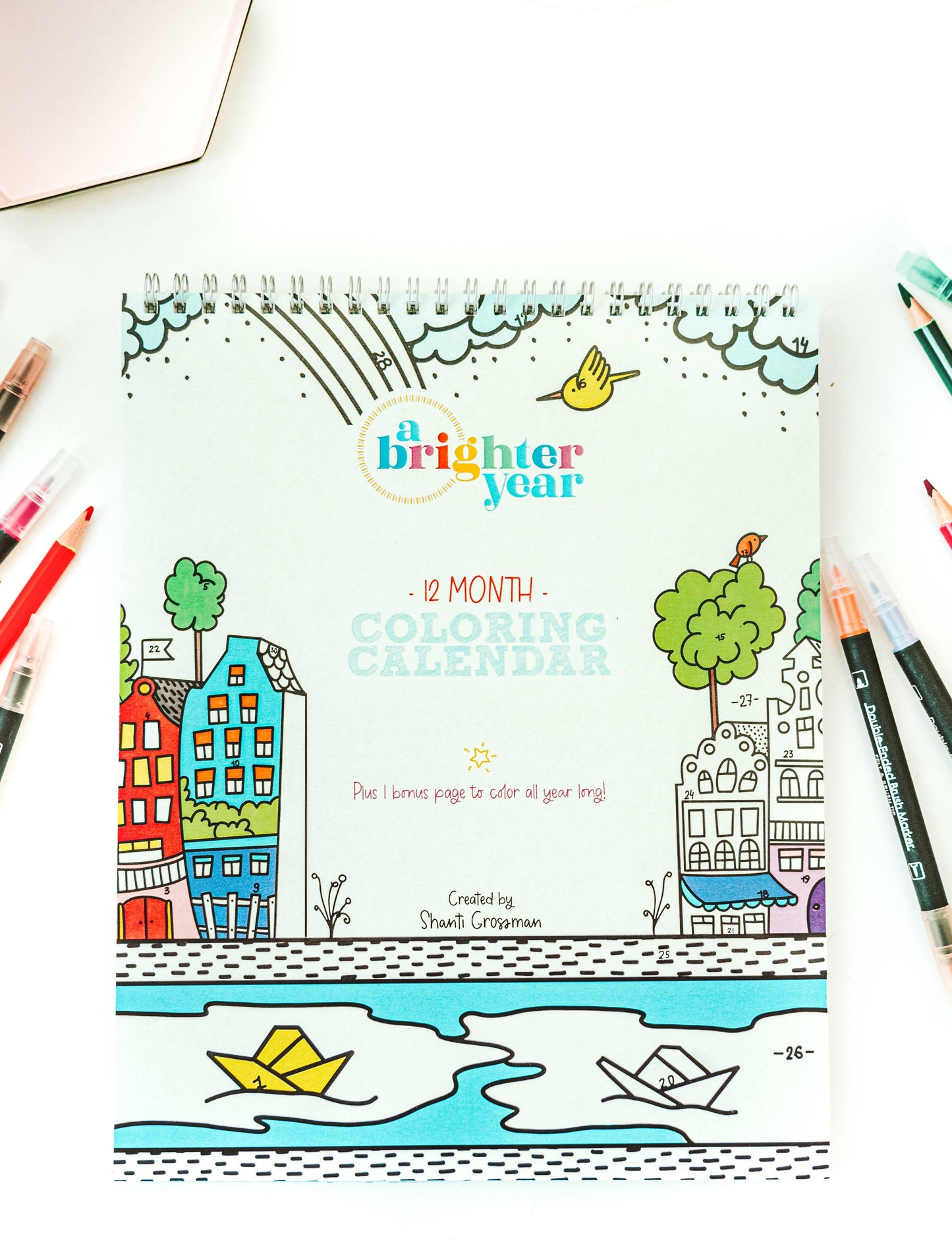 12 Month Color By Day Evergreen Calendar 2025 Coloring Book