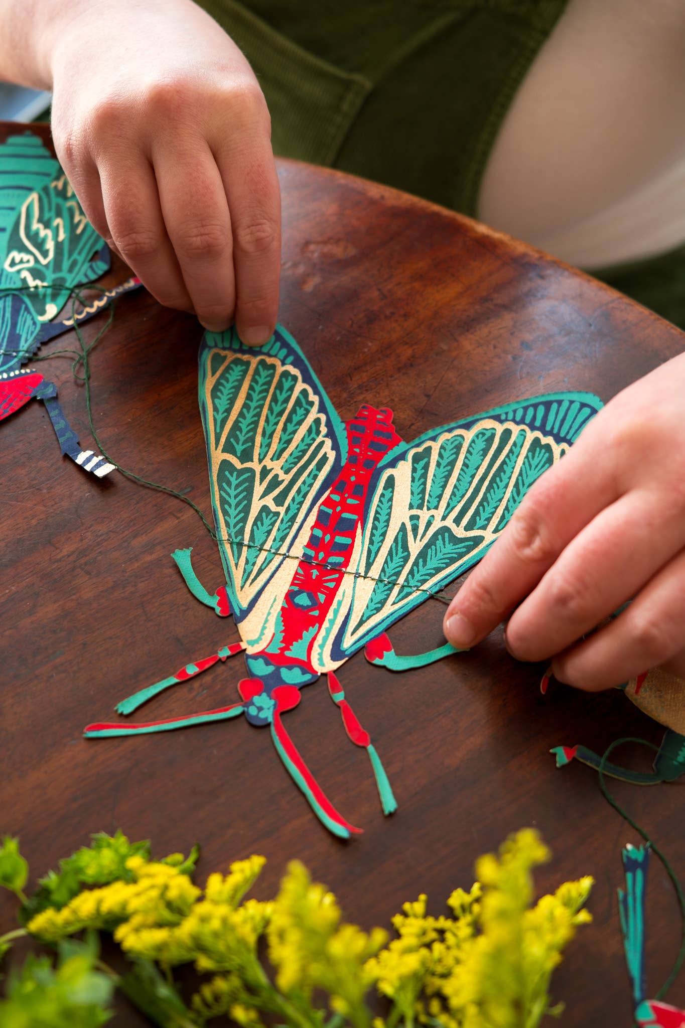 Insects Sewn Garland - Screen Printed by Hand