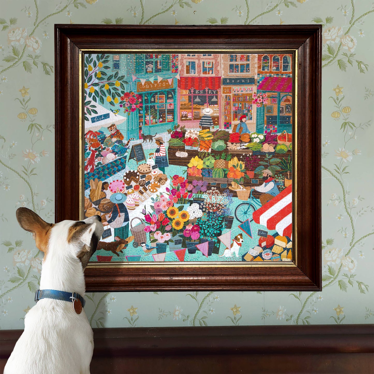 eeBoo - English Green Market 1000 Piece Square Puzzle