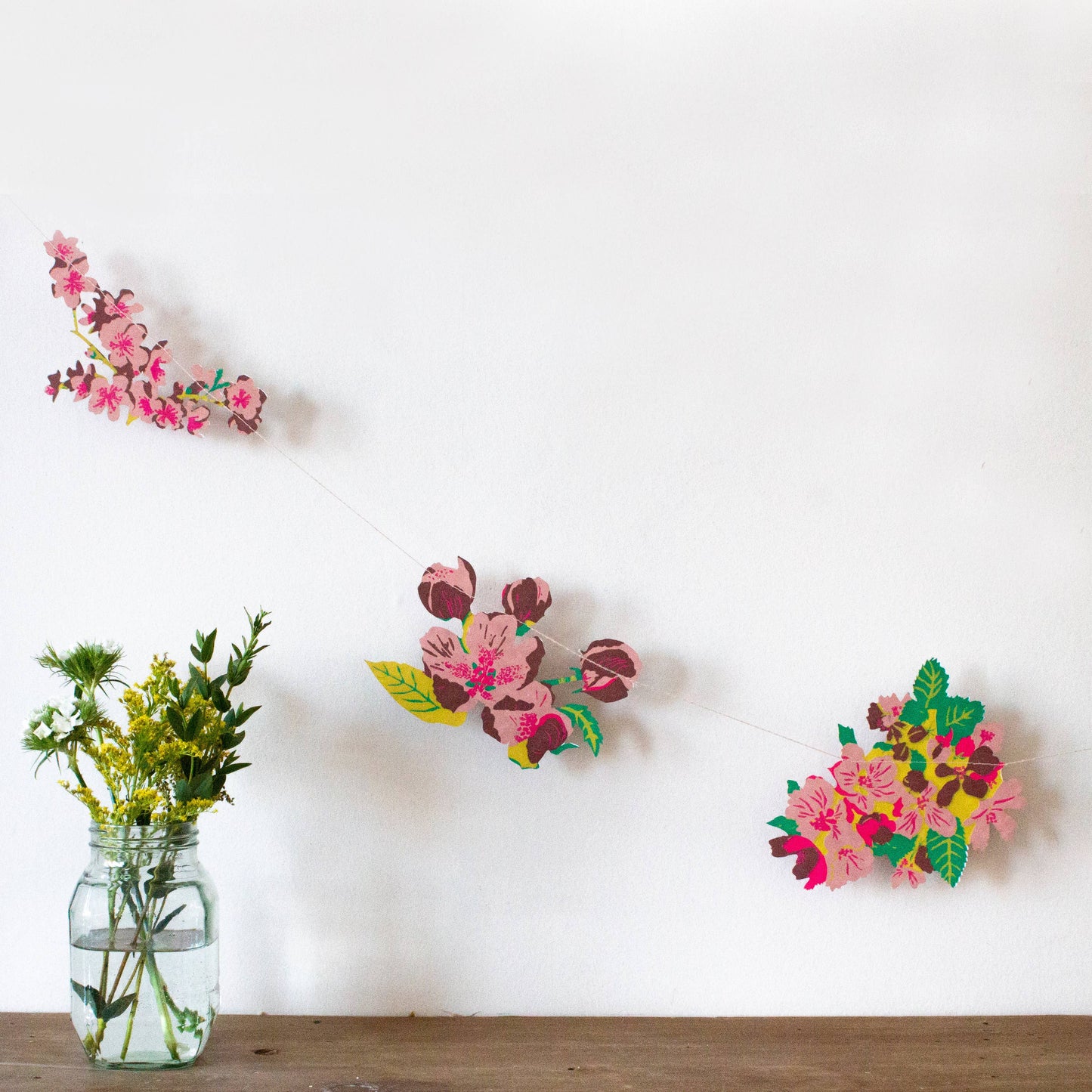 Blossom Sewn Garland - Screen Printed by Hand