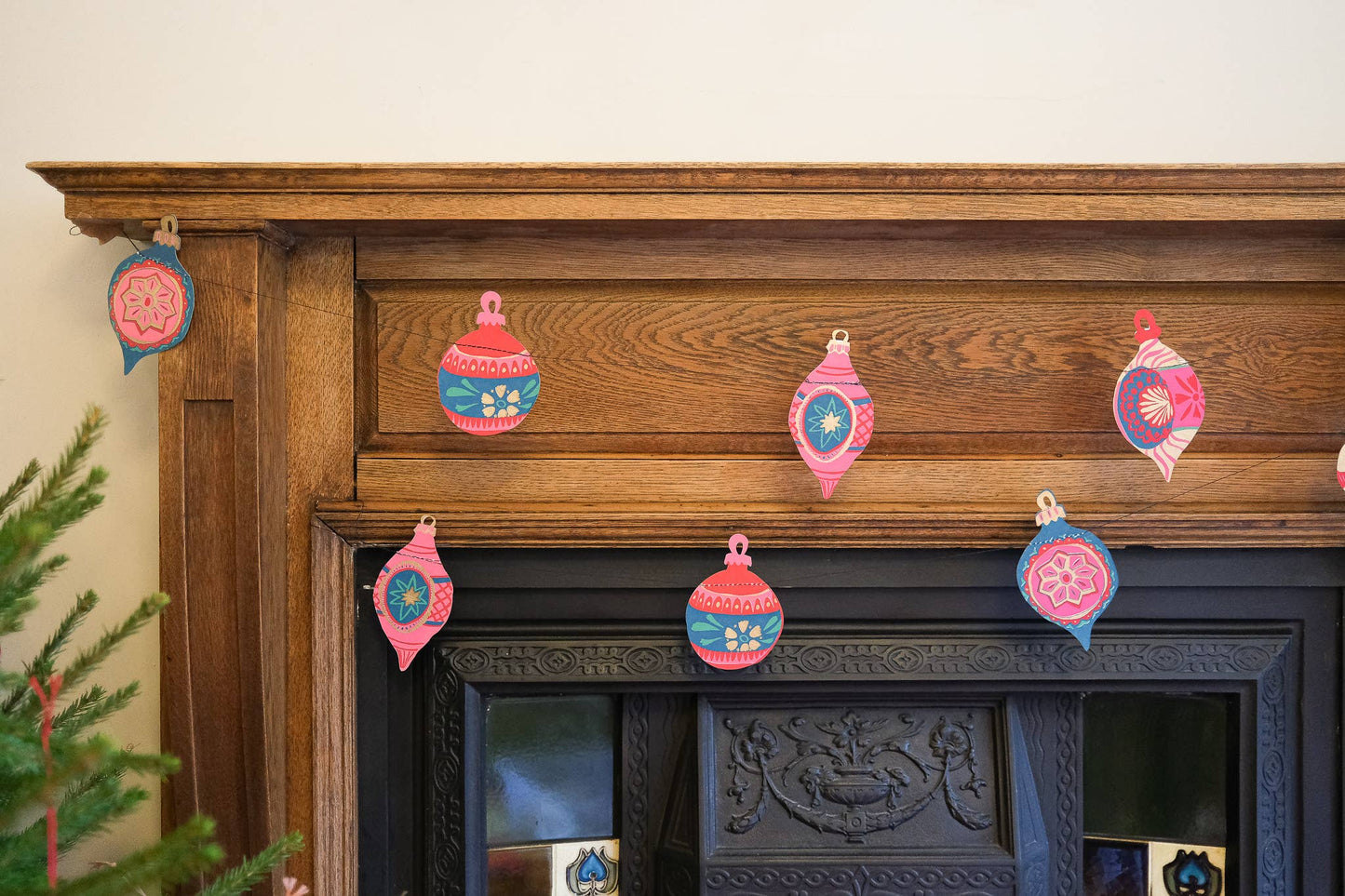 Baubles Sewn Garland - Screen Printed by Hand