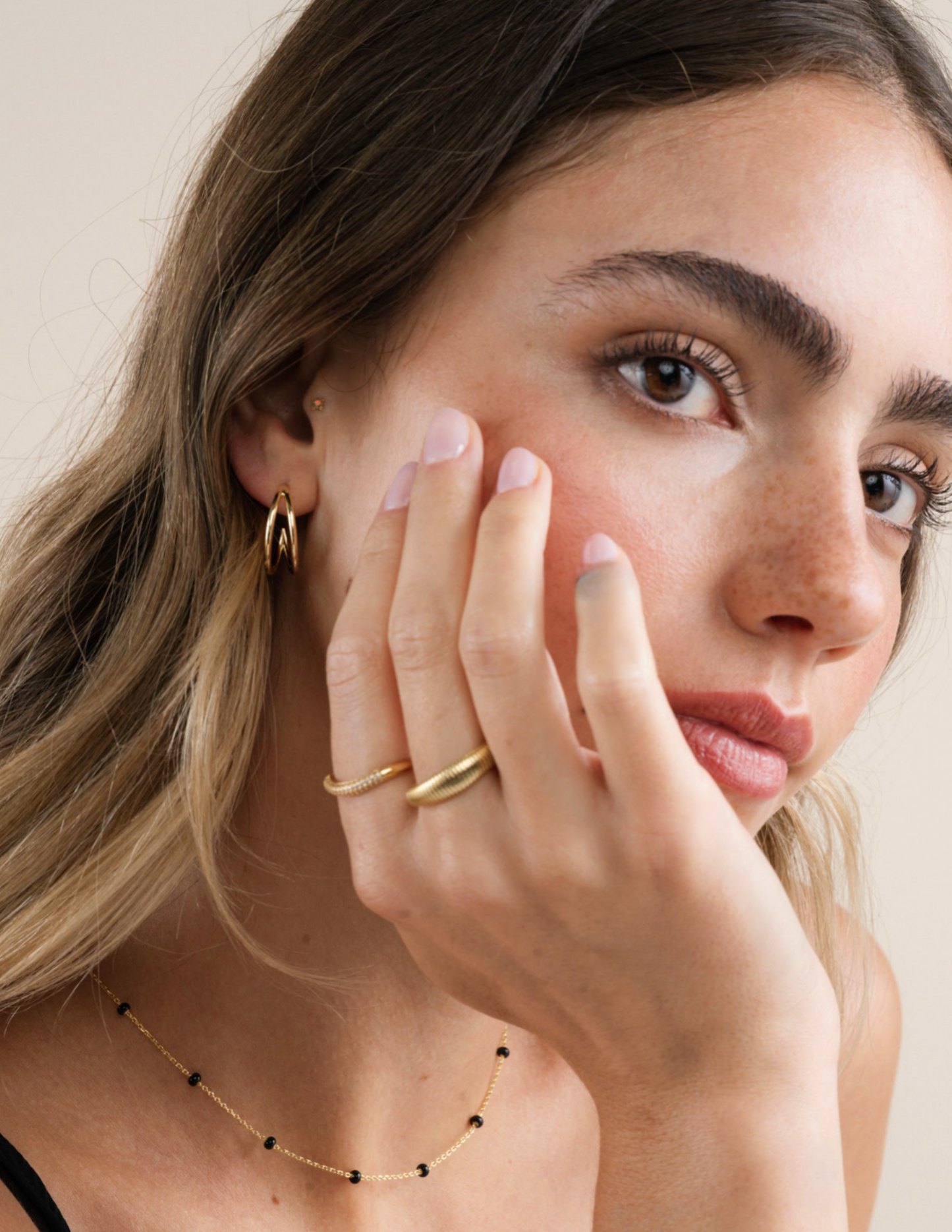 Illusion Double Hoop - Gold Earrings