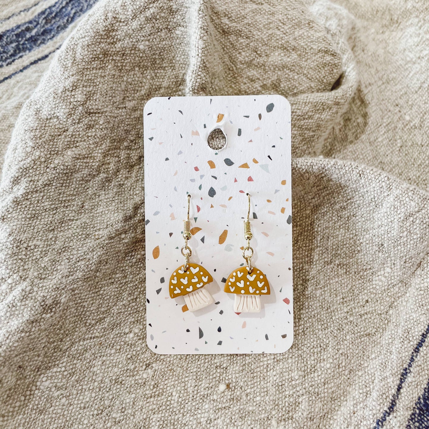 Mini Heart Mushroom Polymer Clay Earrings