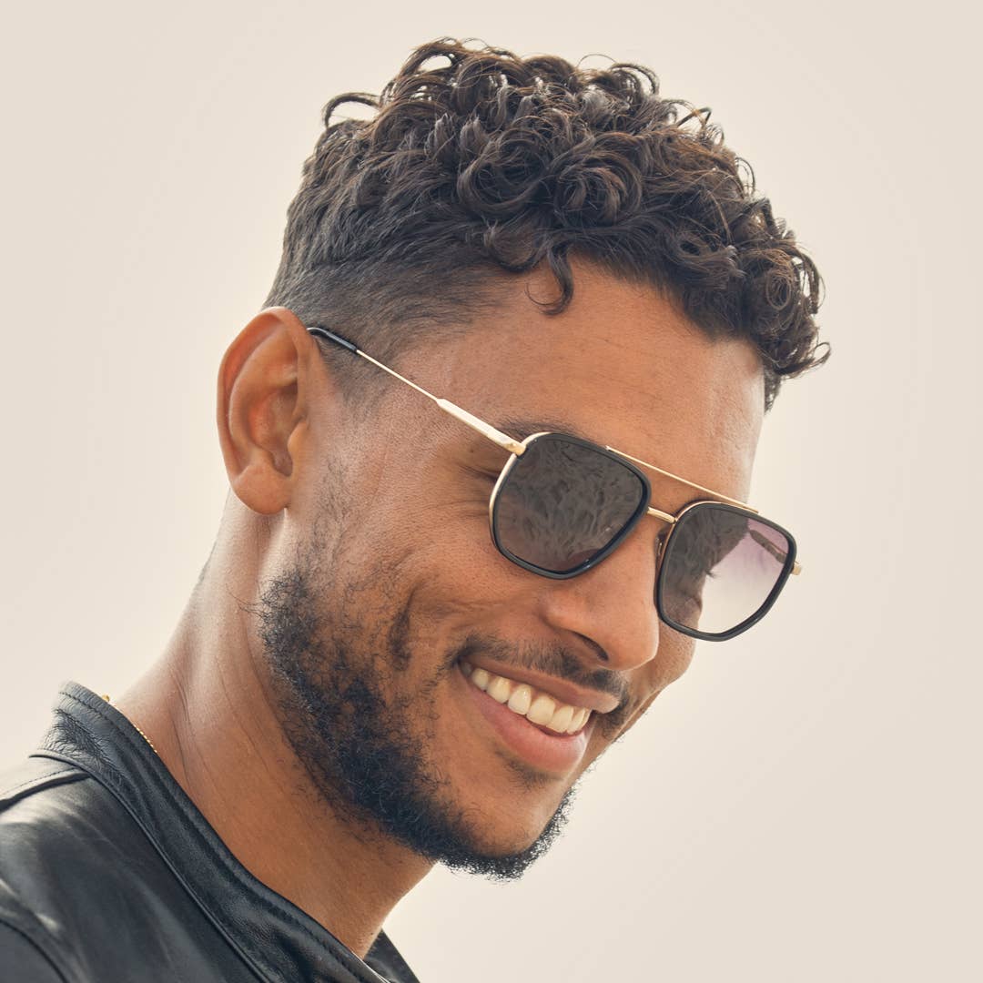 Flynn - Onyx / Matte Gold / Smoke To Brown Polarized - Blue Planet Eco-Eyewear