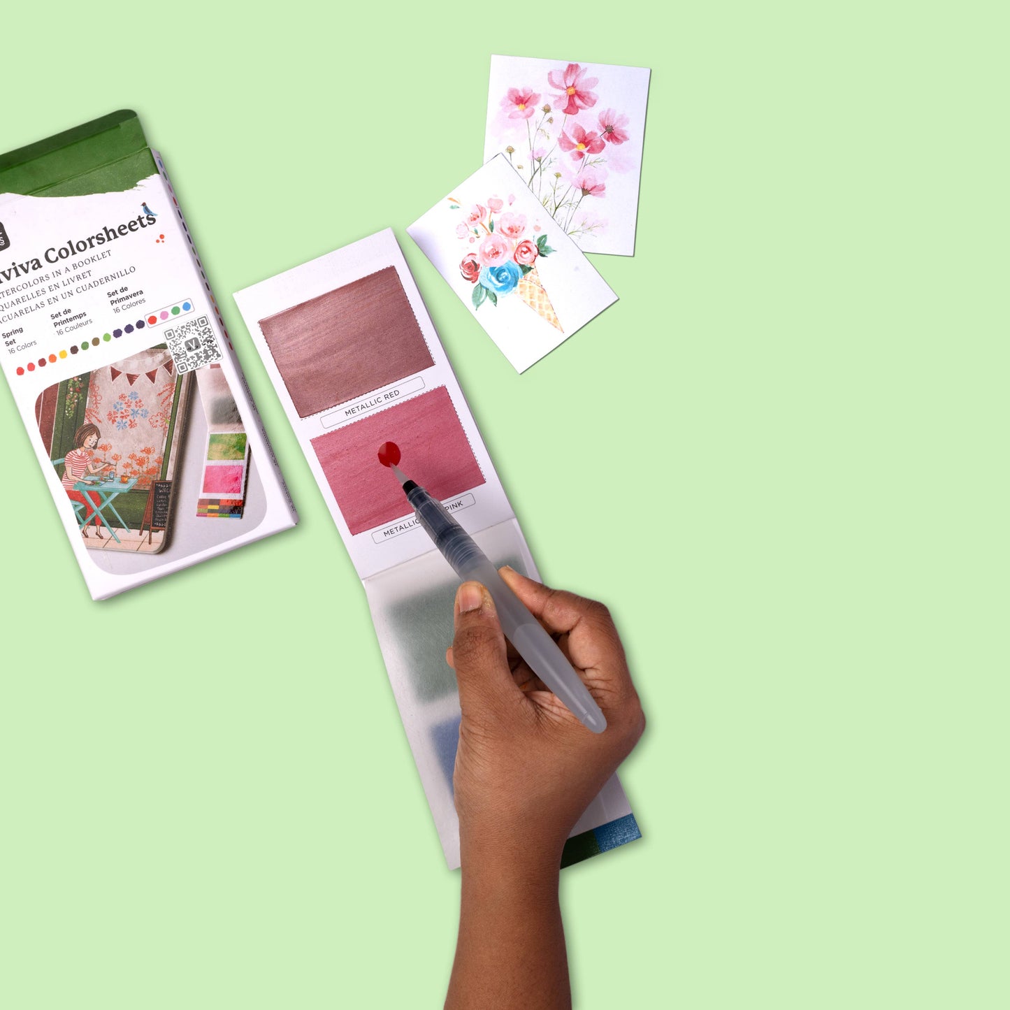 Spring Colorsheets - 16 Handmade Watercolors