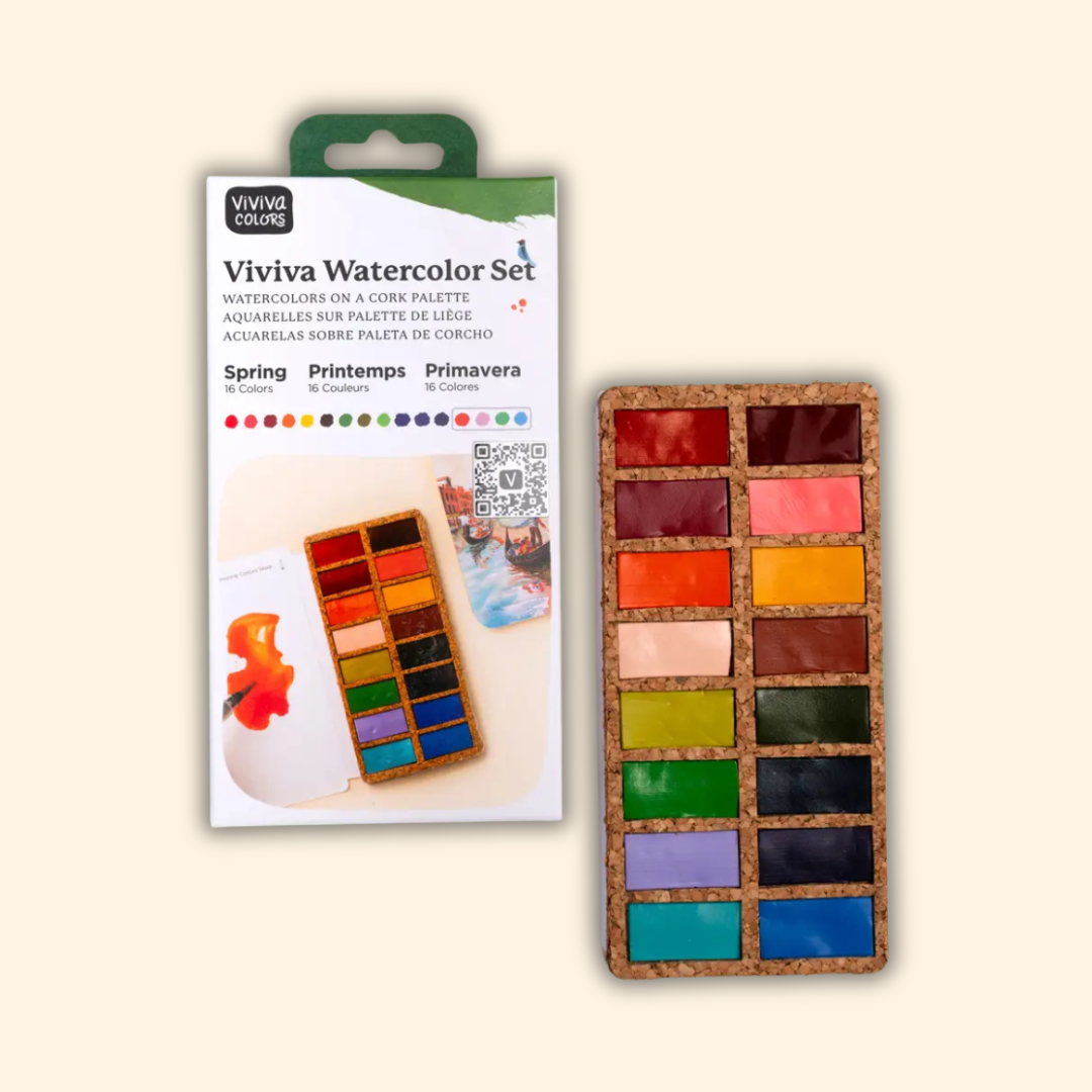 Spring Pans Set - 16 Watercolors | Ecofriendly | Handcrafted