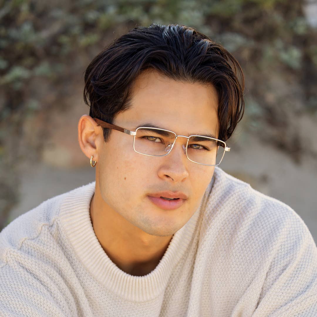 Blue Planet Eco-Eyewear - BP20972 - Harris - Matte Silver / Walnut Wood /Blue Light