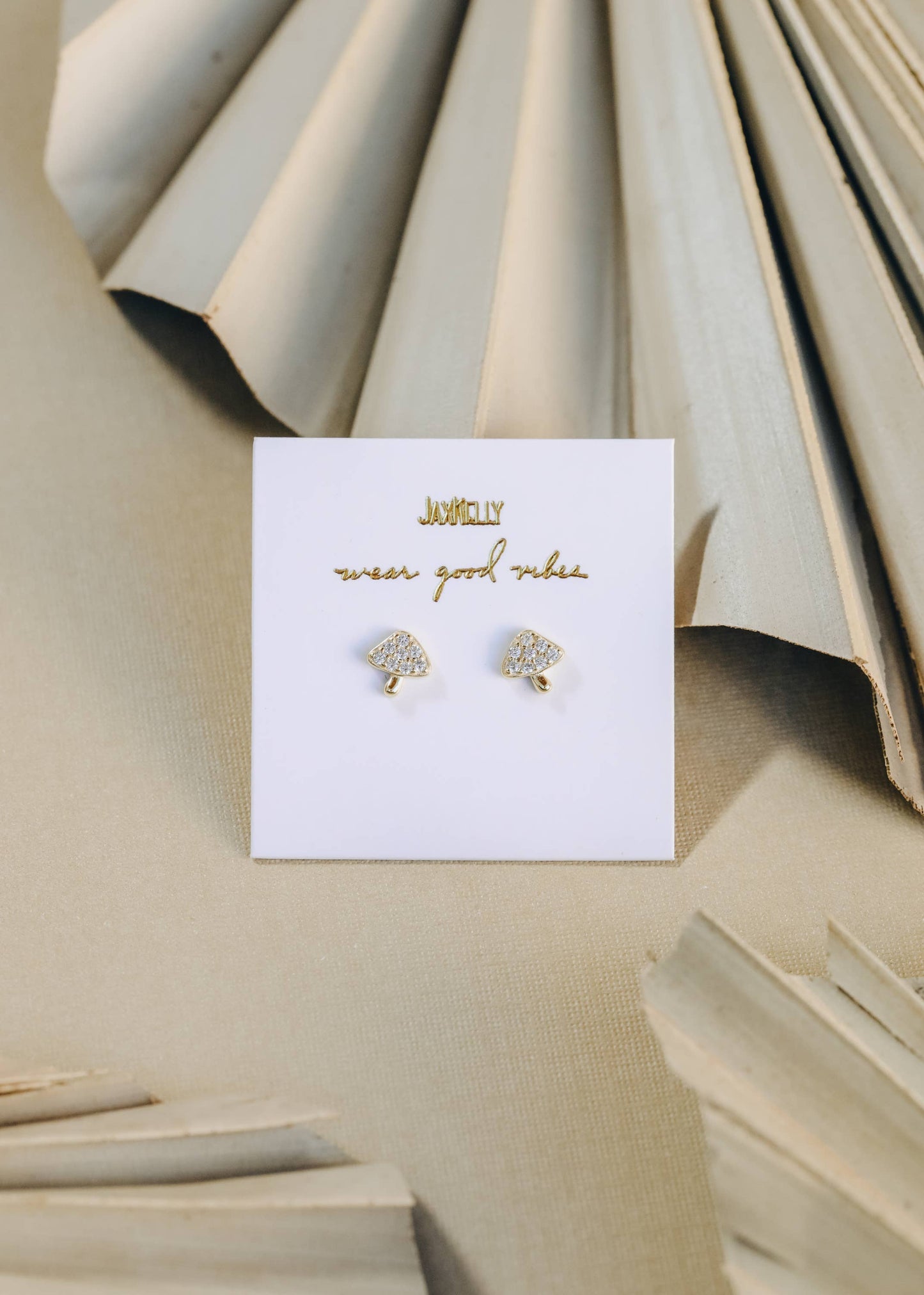 Mushroom Pave Stud - Gold Earrings