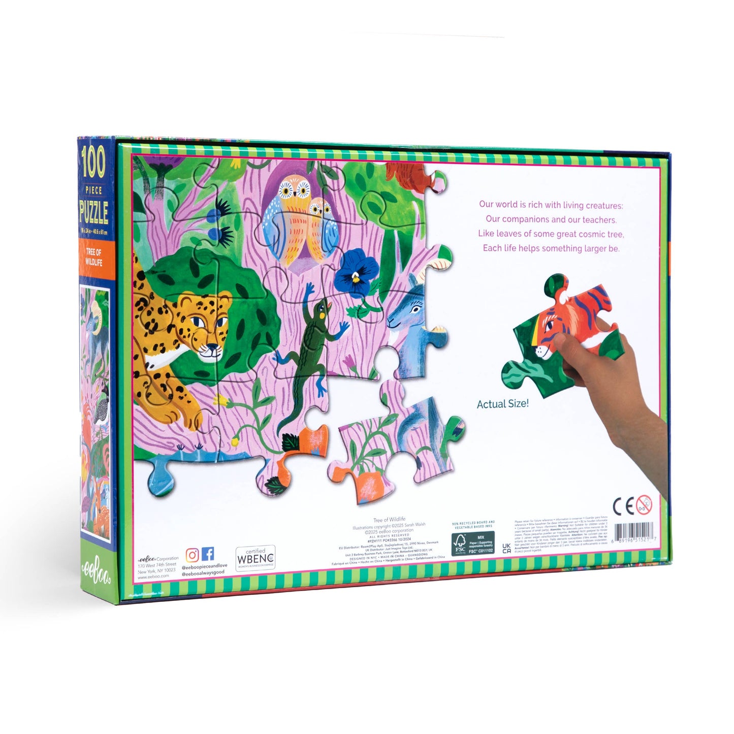 Tree of Wildlife 100 Piece Rectangle Puzzle - eeBoo